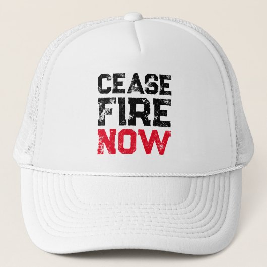 Casquette Cessez le feu Maintenant blanc rouge noir en détre (Devant)