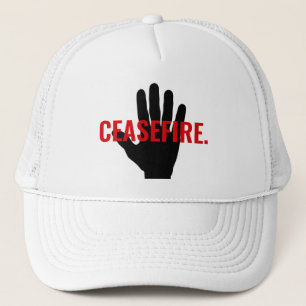 Casquette Cessez le rouge blanc noir main anti-guerre coutum