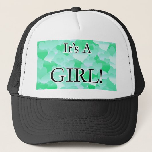 Casquette C'est une fille ! Cœurs à la menthe (Devant)