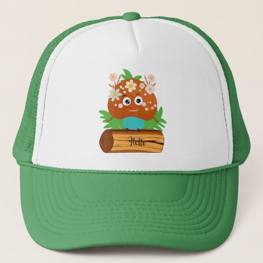 Casquette Champignon mignon avec des fleurs (Devant)