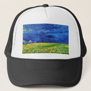 Casquette Champs de blé sous ciel nuageux Van Gogh