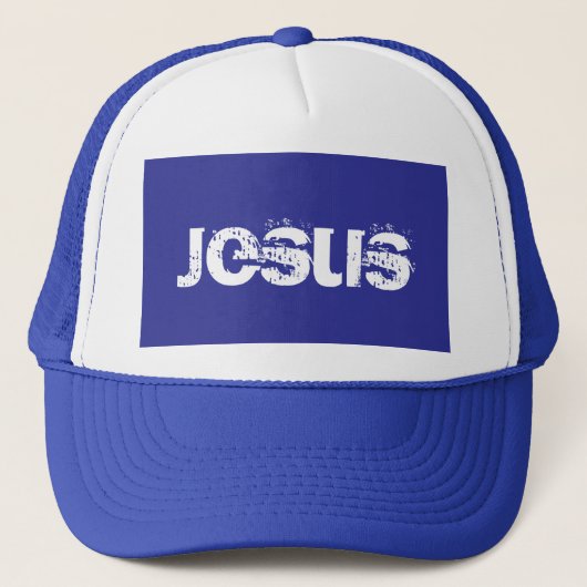 Casquette Chapeau bleu Jésus Trucker (Devant)