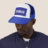 Casquette Chapeau bleu Jésus Trucker (En situation)