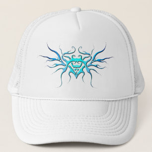 Casquette Chapeau bleu Trucker bleu design Tribal Heart ailé
