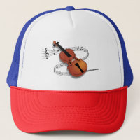 Chapeau camionneur violon et notes musicales
