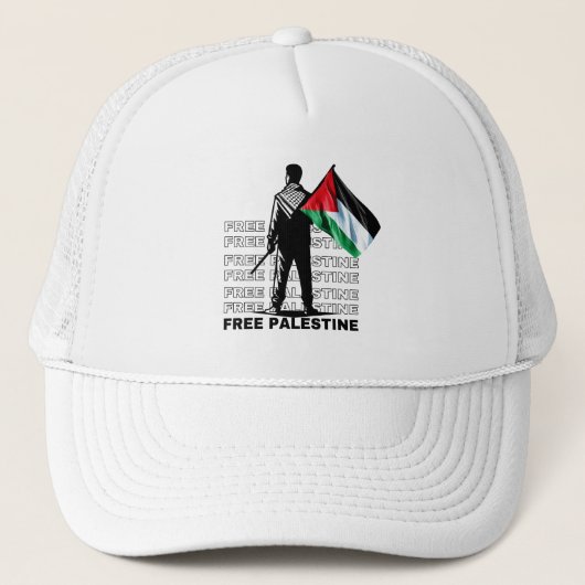 Casquette Chapeau de camion blanc PALESTINE GRATUIT (Devant)
