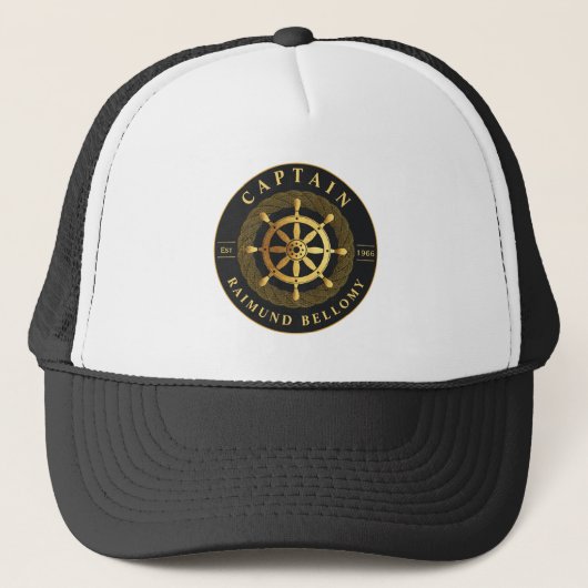 Casquette Chapeau de camion de roue de bateau d'or (Devant)