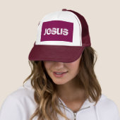 Casquette Chapeau de camion Jésus violet (En situation)