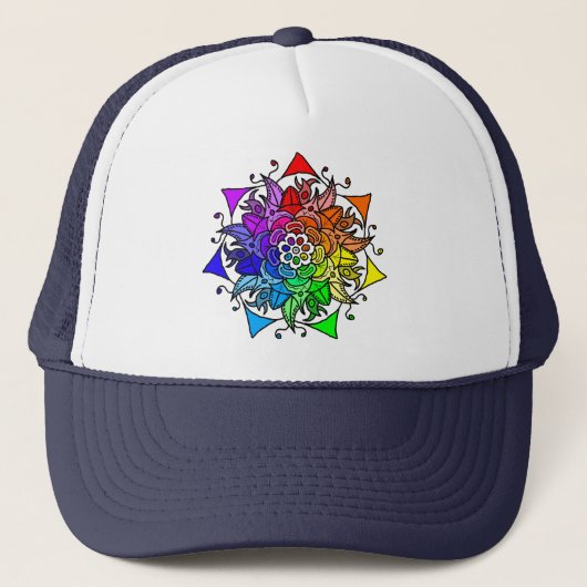 Casquette Chapeau de camion mandala Rainbow (Devant)
