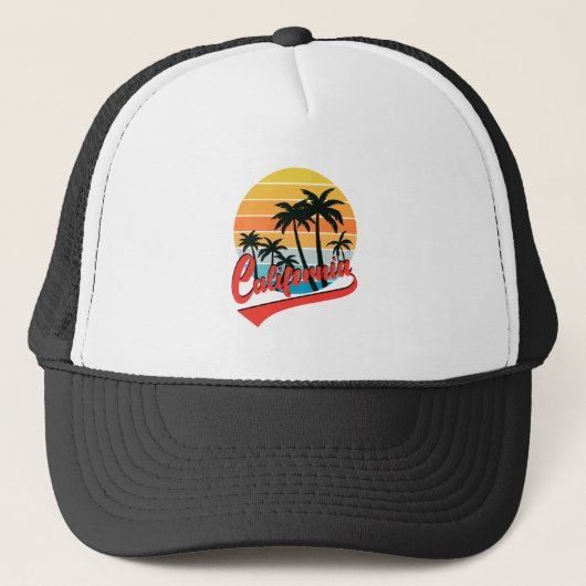 Casquette Chapeau de camion Sunset Retro en Californie (Devant)