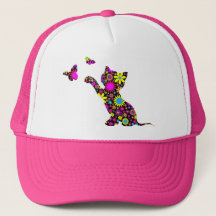 Chapeau de camionnette de chat imprimé Floral