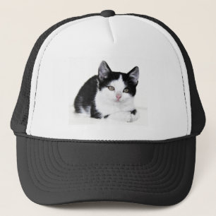 Casquette Chapeau de camionnette noir blanc pour chaton