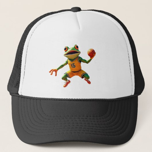 Casquette Chapeau de camionnette noir et blanc de grenouille (Devant)