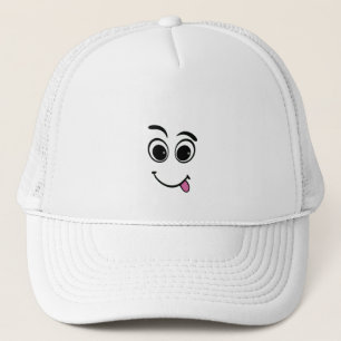 Casquette Chapeau de camionneur blanc à visage drôle mignon