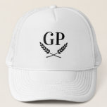 Casquette Chapeau de camionneur blanc avec logo en monograph<br><div class="desc">Chapeau de camionneur blanc avec logo monogramme en écusson de laurier. Personnalisez avec vos propres initiales de nom. Idéal pour les sports et les événements.</div>