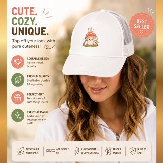 Casquette Chapeau de camionneur chat champignon mignon – Kaw