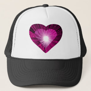 Casquette Chapeau de camionneur de coeur rose noir