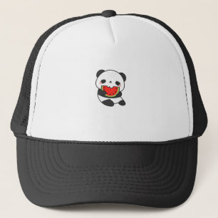 Casquette Chapeau de dessin animé de panda mignon mangeant d