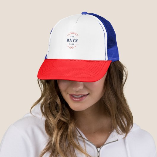 Casquette Chapeau du Trucker Time Rays orange et bleu (En situation)