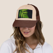 Casquette Chapeau marron et bronzé à motif de feuille verte (En situation)