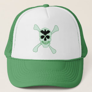 Casquette Chapeau vert crâne et os croisés