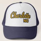 Casquette Charlotte NC Script Design - Bold Jaune & Navy (Devant)
