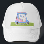Casquette Charming Feminine Golf Clubs de panier Monogramme<br><div class="desc">LES ARTICLES DE RECORD SONT DISPONIBLES DANS LA COLLECTION CI-DESSUS (Golf Gal en rose et bleu). C'est une charmante voiturette de golf unique — adorable en rose et bleu avec juste une touche de lueur sur son "toit" — fait avec goût — prêt à courir le terrain — marqueur de...</div>