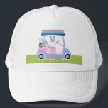 Casquette Charming Feminine Golf Clubs de panier Monogramme<br><div class="desc">LES ARTICLES DE RECORD SONT DISPONIBLES DANS LA COLLECTION CI-DESSUS (Golf Gal en rose et bleu). C'est une charmante voiturette de golf unique — adorable en rose et bleu avec juste une touche de lueur sur son "toit" — fait avec goût — prêt à courir le terrain — marqueur de...</div>