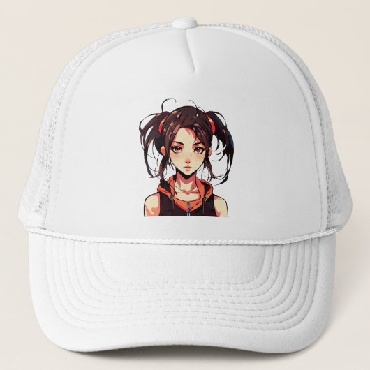 Casquette Charming Manga Girl : Anime Vector Illustration (Devant)
