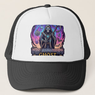 Casquette Chasseur de fantômes Faucheur Squelette Faux Fl Pu