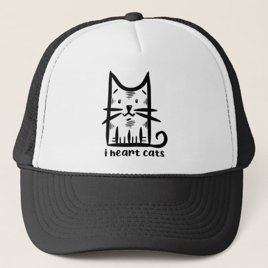 Casquette Chat à moustaches, j'adore les chats (Devant)