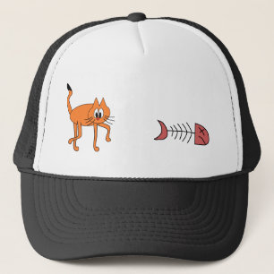 Casquette Chat Animal Orange Poisson Mort Squelette Drôle