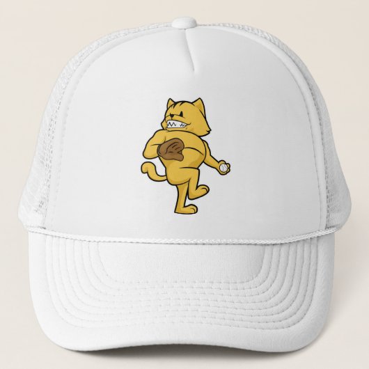Casquette Chat au baseball avec gant Catch (Devant)