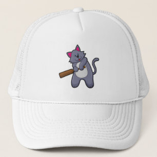 Casquette Chat au cricket avec chauve-souris de cricket