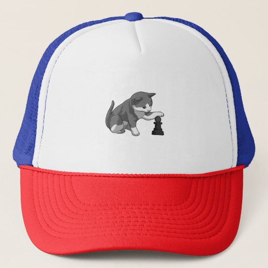 Casquette Chat aux échecs avec pièce d'échecs Évêque (Devant)