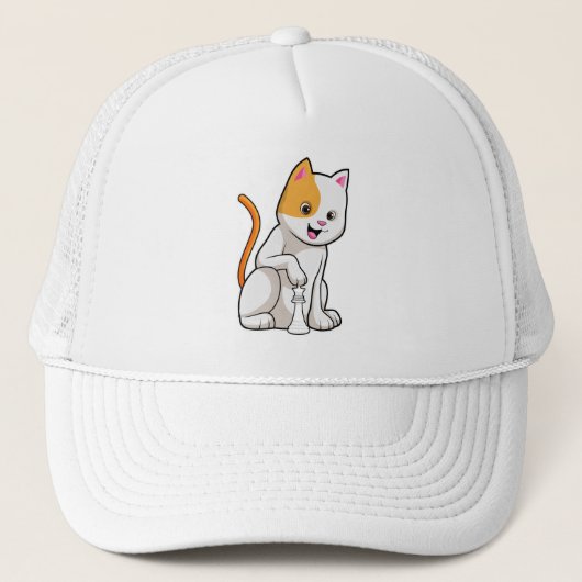 Casquette Chat aux échecs avec pièce d'échecs Pawn (Devant)