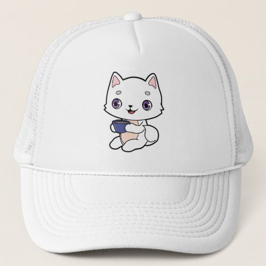 Casquette Chat avec Coupe de Café (Devant)