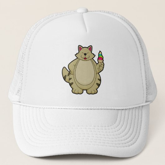 Casquette Chat avec crème glacée gaufre (Devant)