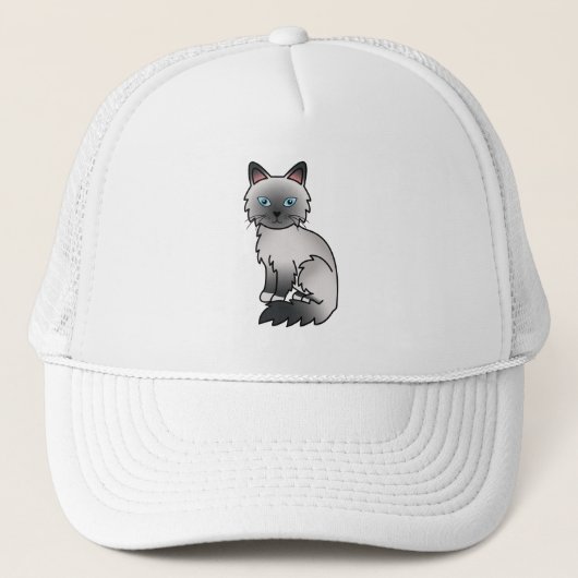 Casquette Chat Birman / Ragdoll au point bleu (Devant)