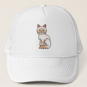 Casquette Chat birman / ragdoll tabby au point rouge dessin 