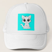Casquette Chat blanc adorable (Devant)