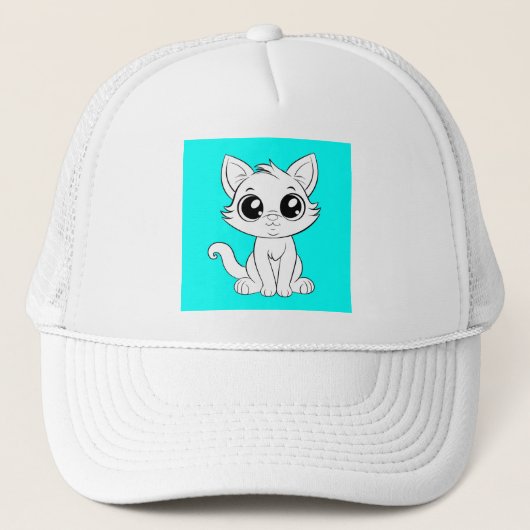 Casquette Chat blanc adorable (Devant)