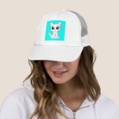 Casquette Chat blanc adorable (En situation)