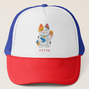 Casquette Chat blanc Maneki Neko japonais, symbole de bonne 