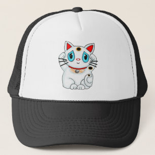 Casquette Chat blanc montrant du doigt chanceux de Maneki
