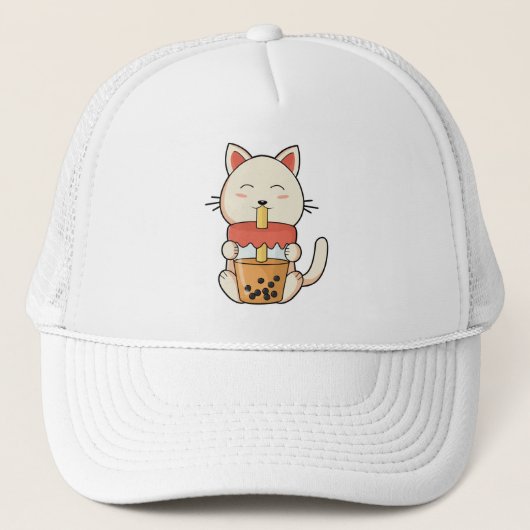 Casquette Chat Boire avec Boire de la paille (Devant)