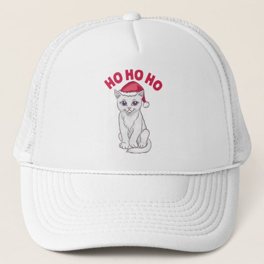 Casquette Chat de Noël Ho Ho (Devant)