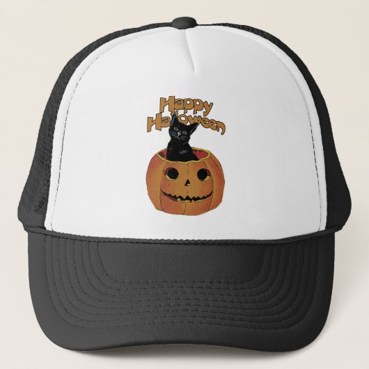 Casquette Chat de vintage dans Jack'o'Lantern (Devant)