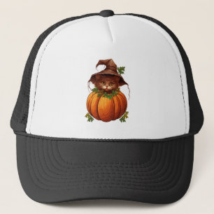 CASQUETTE CHAT DRÔLE CITROUILLE MIGNON