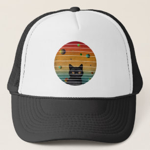 Casquette Chat drôle et vintage dans l'espace